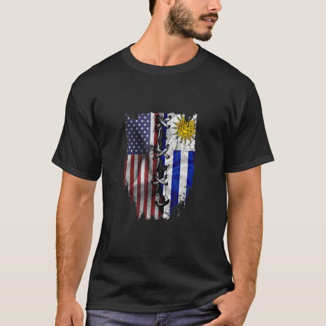 American Grown Uruguayan Roots USA Uruguay Flag T-Shirt (Front)