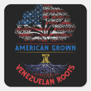 American Grown  Venezuelan Roots Flag Venezuela Square Sticker