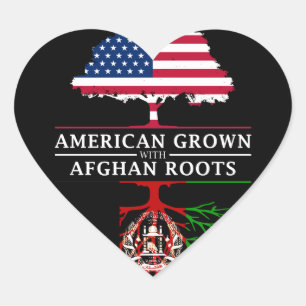American Grown with Afghan Roots   Afghanistan Heart Sticker