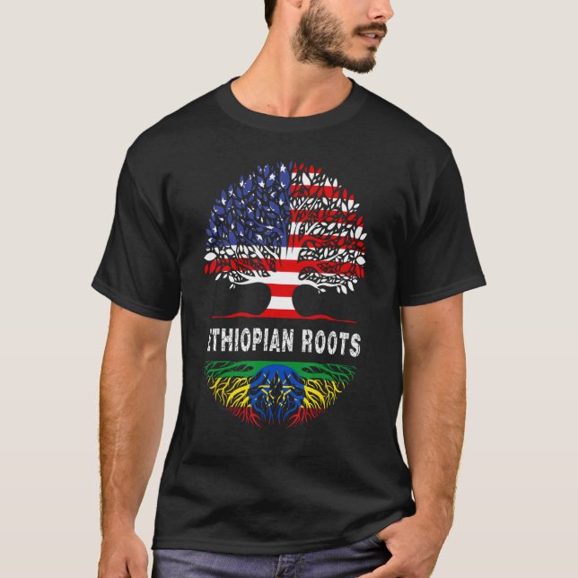 American Grown With African Roots Tree USA Flag Et T-Shirt (Front)