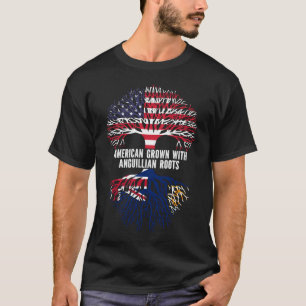 American Grown with Anguillian Roots USA Flag T-Shirt