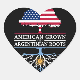 American Grown with Argentine Roots   Argentina Heart Sticker