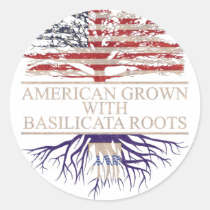 American grown with basilicata roots classic round sticker