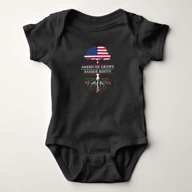 American Grown with Basque Roots Baby Bodysuit (Front)