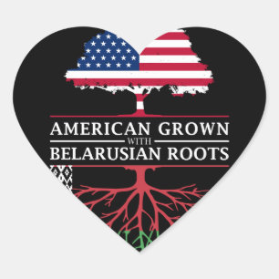 American Grown with Belarusian Roots   Belarus Heart Sticker
