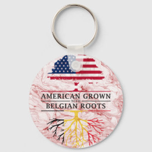 American Grown with Belgian Roots Marble Style Key Ring