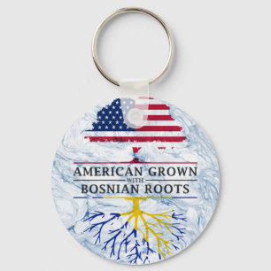 American Grown with Bosnian Roots Marble Style Key Ring