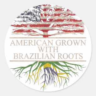 American grown with brazilian roots classic round sticker