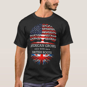 American Grown with British Roots USA Flag T-Shirt