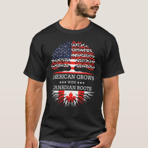 American Grown With Canadian Roots Usa Flag T-Shirt