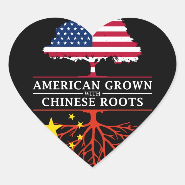 American Grown with Chinese Roots   China Design Heart Sticker (Front)