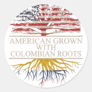 American grown with colombian roots classic round sticker