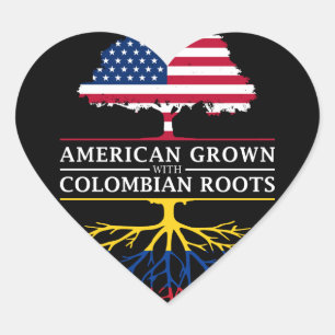 American Grown with Colombian Roots   Colombia Heart Sticker