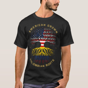 American Grown With Colombian Roots Tree Usa Flag T-Shirt