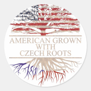 American grown with czech roots classic round sticker