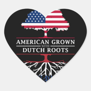American Grown with Dutch Roots   Netherlands Heart Sticker