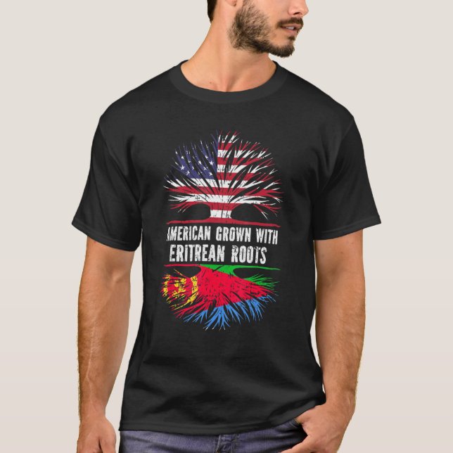 American Grown With Eritrean Roots Usa Flag Eritre T-Shirt (Front)