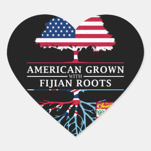 American Grown with Fijian Roots   Fiji Design Heart Sticker