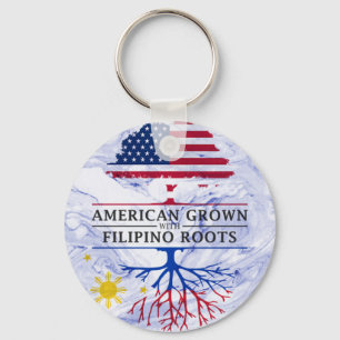 American Grown with Filipino Roots Marble Style Key Ring