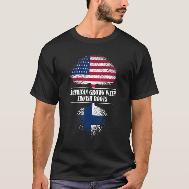 American Grown With Finnish Roots Finland Flag Cou T-Shirt (Front)