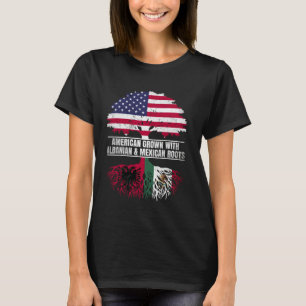 American Grown with Flag Heritage Albanian Mexican T-Shirt