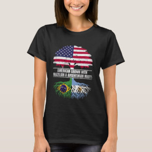 American Grown with Flag Heritage Brazil Argentini T-Shirt