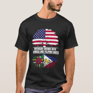American Grown with Flag Heritage Dominica Filipin T-Shirt