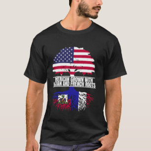 American Grown with Flag Heritage French Haitian R T-Shirt