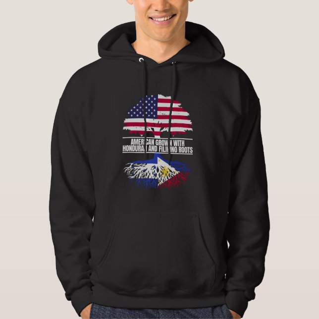 American Grown with Flag Heritage Honduran Filipin Hoodie (Front)