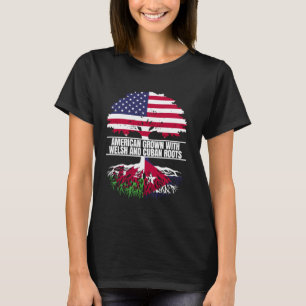 American Grown with Flag Heritage Welsh Cuban Root T-Shirt