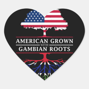 American Grown with Gambian Roots   Gambia Design Heart Sticker