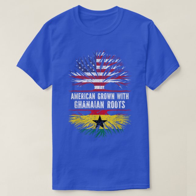 American Grown with Ghanaian Roots USA Flag Ghana  T-Shirt (Design Front)