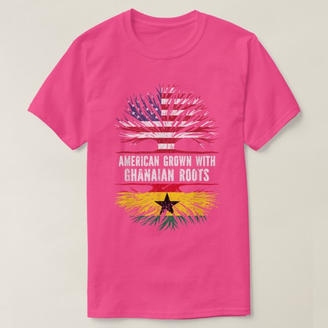 American Grown with Ghanaian Roots USA Flag Ghana  T-Shirt (Design Front)