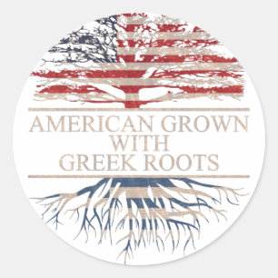 American grown with greek roots classic round sticker