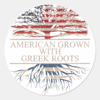 American grown with greek roots classic round sticker