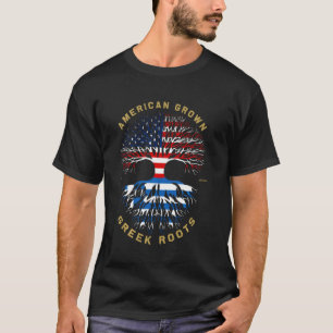 American Grown With Greek Roots Tree USA Flag Uniq T-Shirt
