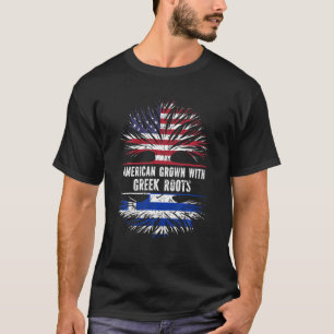American Grown With Greek Roots USA Flag Greece T-Shirt