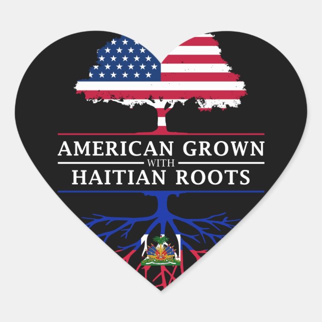 American Grown with Haitian Roots   Haiti Design Heart Sticker (Front)