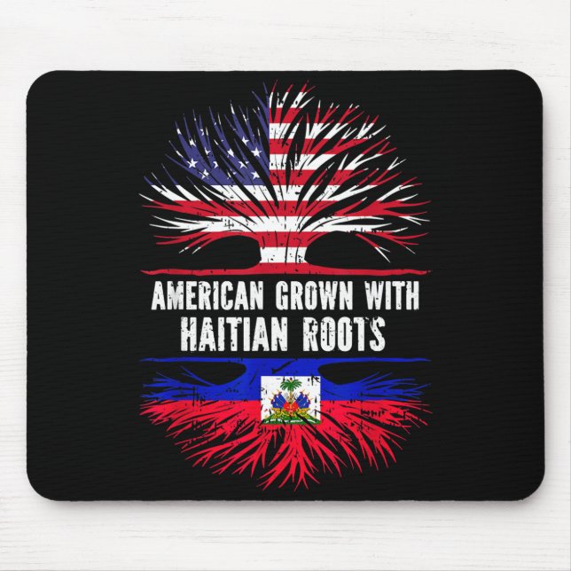 American Grown With Haitian Roots Usa Flag Haiti  Mouse Mat (Front)