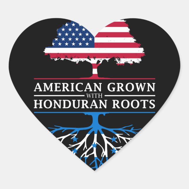 American Grown with Honduras Roots   Honduran Heart Sticker (Front)