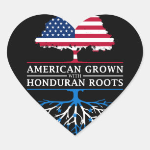 American Grown with Honduras Roots   Honduran Heart Sticker