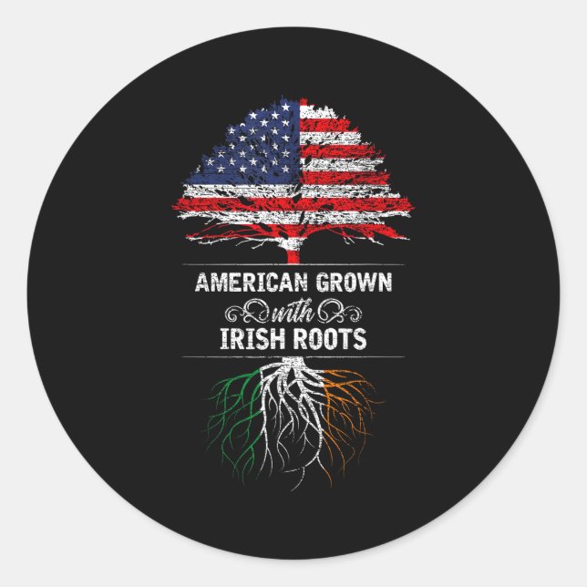 American Grown With Irish Roots 4th Of July Usa Fl Classic Round Sticker (Front)