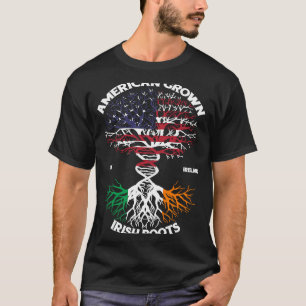 American Grown With Irish Roots DNA USA Ireland Fl T-Shirt