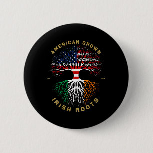 American Grown With Irish Roots Tree Usa Flag Uniq 6 Cm Round Badge