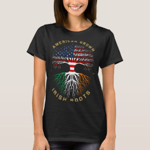 American Grown With Irish Roots Tree Usa Flag Uniq T-Shirt