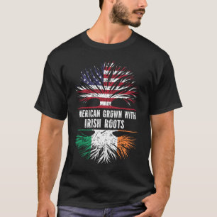 American Grown with Irish Roots USA Flag T-Shirt