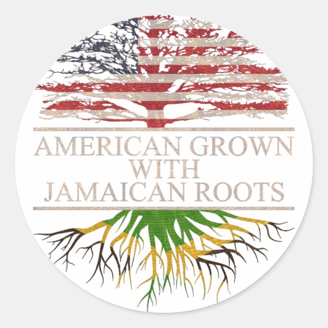 American grown with jamaican roots classic round sticker (Front)