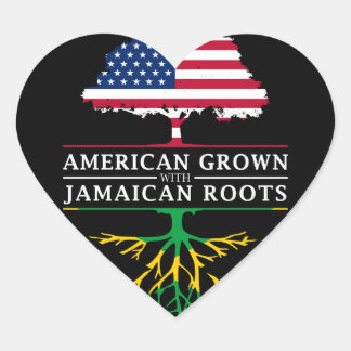 American Grown with Jamaican Roots Jamaica Heart Sticker