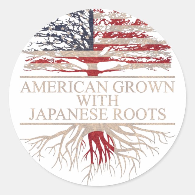 American grown with japanese roots classic round sticker (Front)