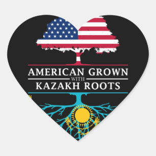American Grown with Kazakhstani Roots Heart Sticker